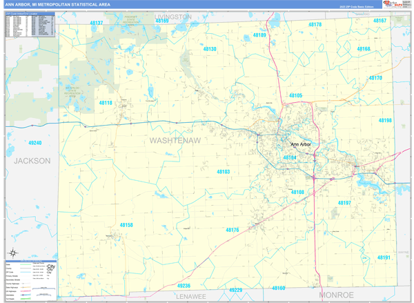 Ann Arbor Metro Area Digital Map Basic Style